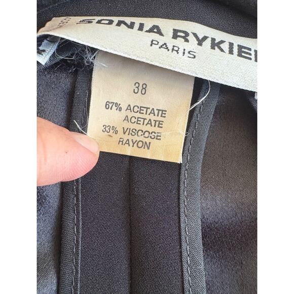 Sonia Rykiel Paris Black Viscose Satin Tailored Blazer button up Suit Jacket 38 - Picture 8 of 14